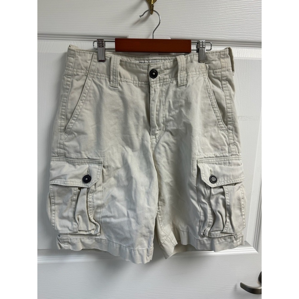 American Eagle Outfitters Cargo Shorts Men Size 30 Beige Cotton Pockets Button
